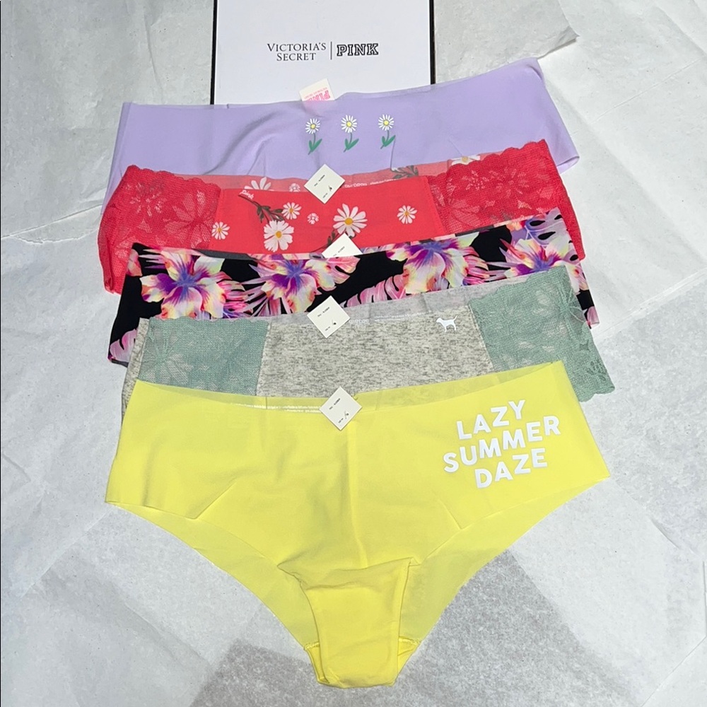 5pk PINK Victoria's Secret No Show Cheekster Panties - Multi-Color Pack XL